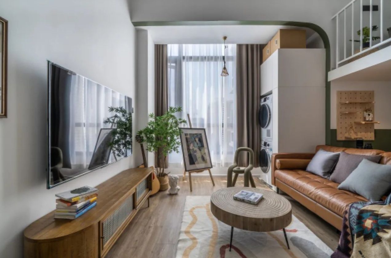 尚層空間丨76㎡公寓，茶色+綠色，精致復古，小閣樓超nice