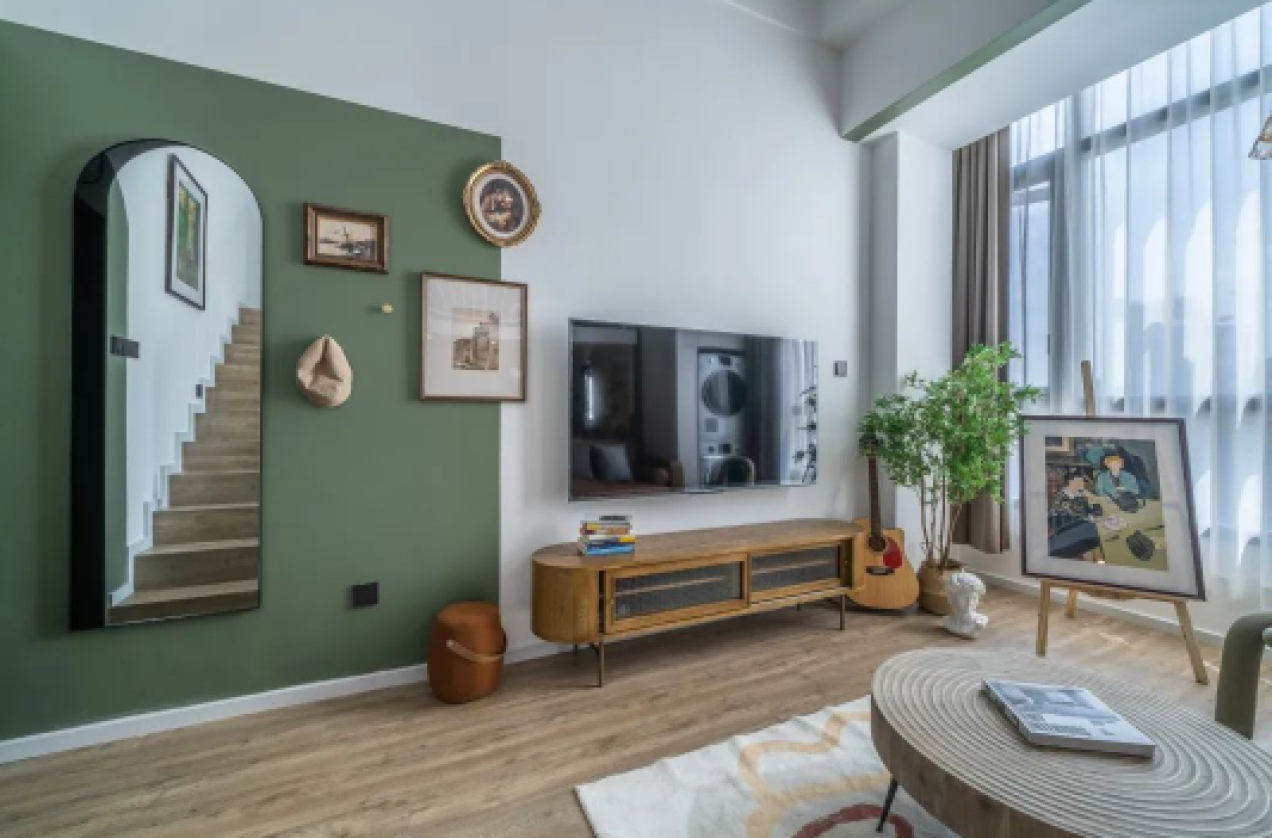尚層空間丨76㎡公寓，茶色+綠色，精致復古，小閣樓超nice
