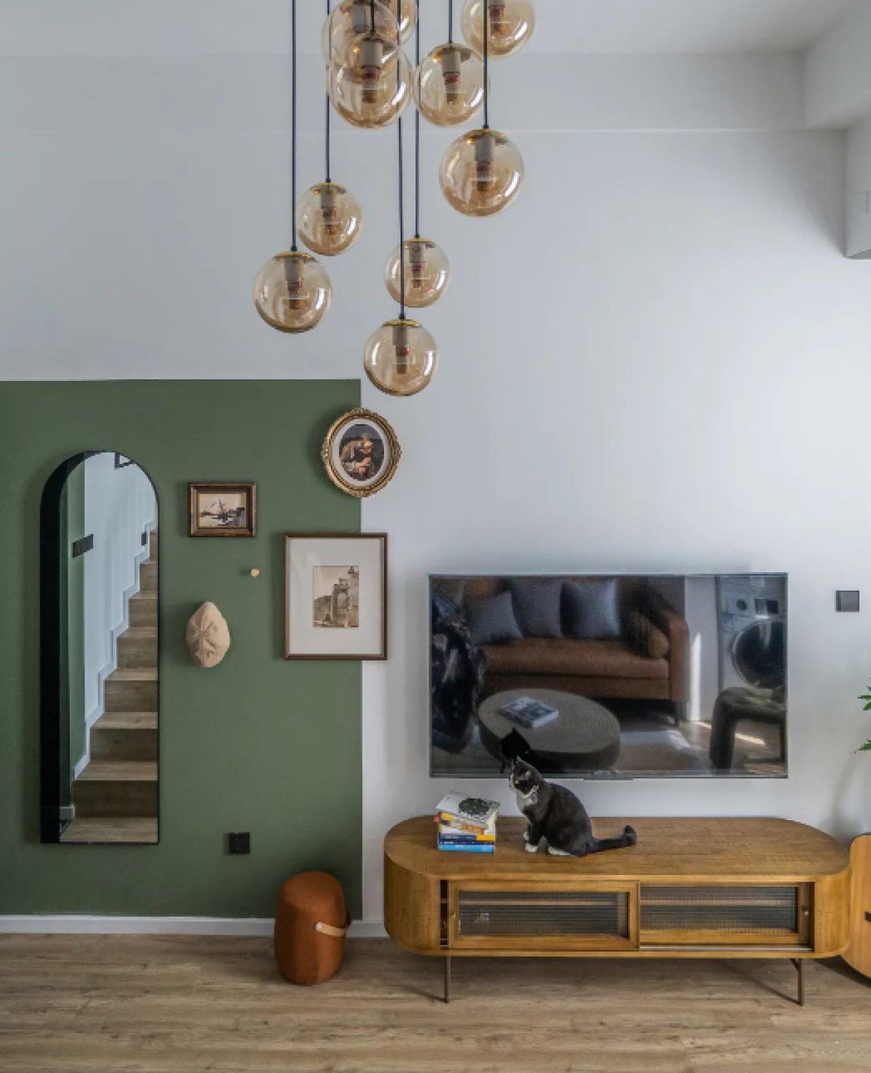尚層空間丨76㎡公寓，茶色+綠色，精致復古，小閣樓超nice